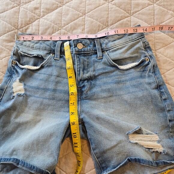 Lucky Brand The Roll Up Jeans Shorts Women's 4 Blue Distressed Festival Beachy - Picture 7 of 8